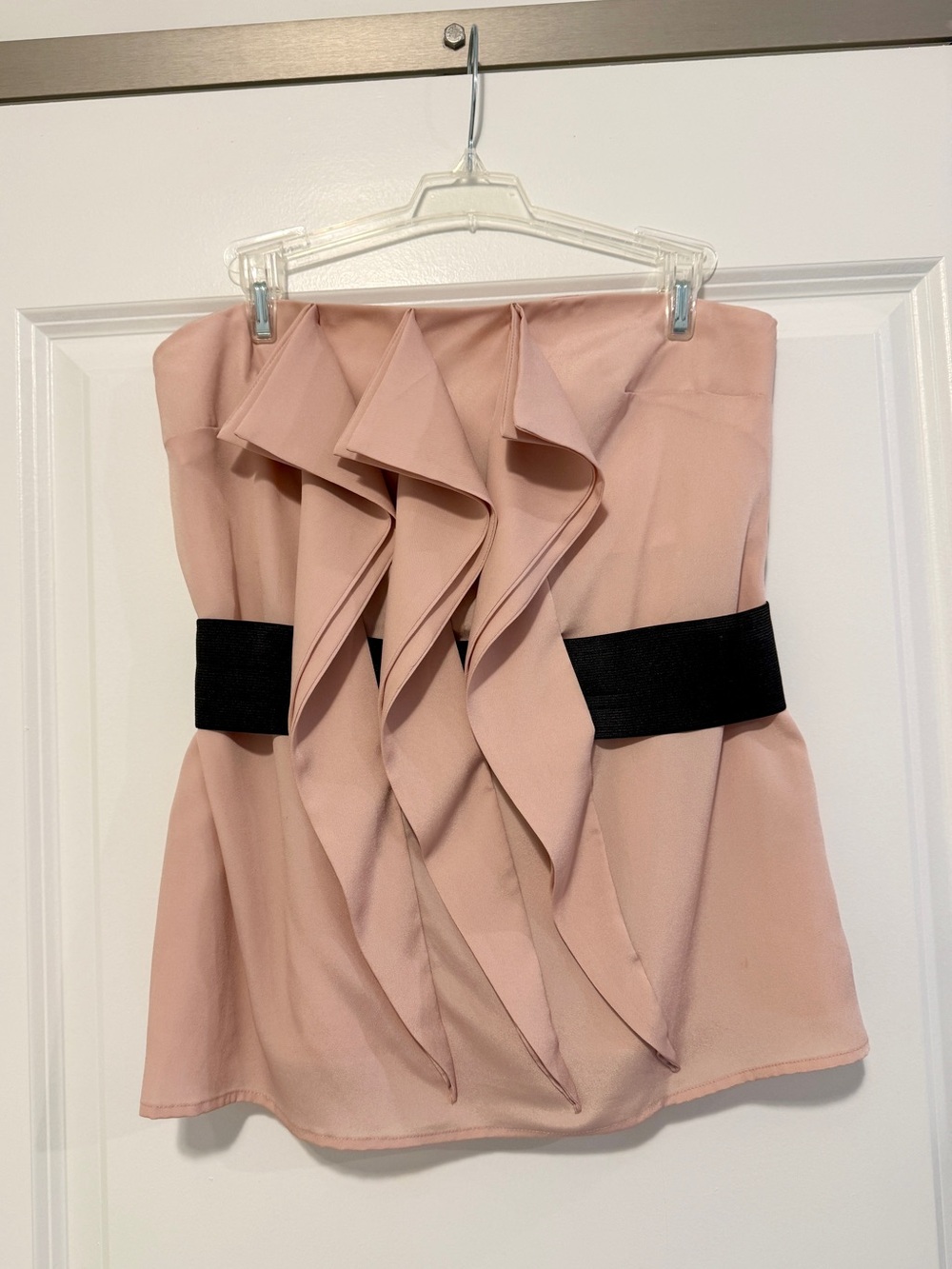 Vintage Forever 21 Feminine Blush Pink Belted Strapless Top Sz M
